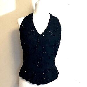 Beautifully Beaded Sleeveless Top, Back Zip, Hook & Eye, Size XL, SHOULDERS!